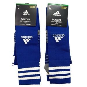 NEW 2 Pair Adidas L Copa Zone Aeroready Compression Soccer Socks Blue unisex‎